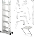 18.5 FT Folding Ladder, LUISLADDERS Multi-Purpose Ladder, Aluminium Extension Ladders 7 in 1 Heavy Duty Combination EN 131 Standard