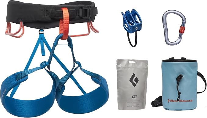 BLACK DIAMOND Men's Momentum Rock Climbing Harness, Adjustable Loops | trakFIT leg loops, pre-threaded buckle, gear loops organize quickdraws, cams, belay tools, and essentials
