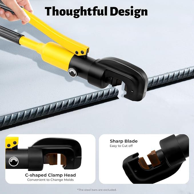 Manual Hydraulic Rebar Cutter 13 Ton Portable Steel Bar Cutting Tool with Toolbox for Concrete Construction Handheld Hydraulic Bolt Cutter 4-22mm, Only Applicable to Steel Bars (22mm)