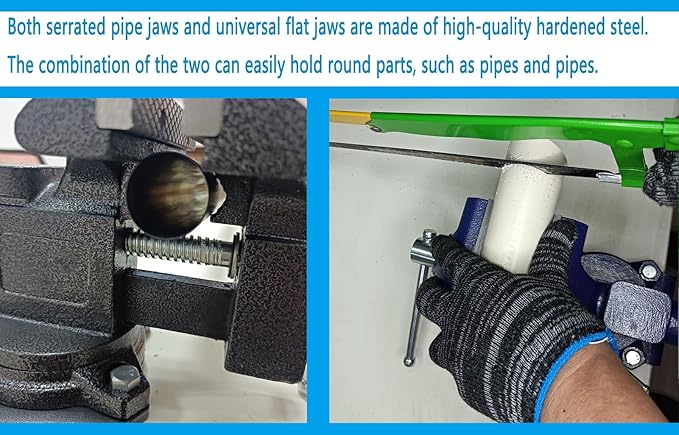 MYTEC 2-In-1 Bench Vise Heavy Duty for Workbench, 6.0" blue, Upgraded Multi-Purpose Table Vice, Universal Rotate 270°Work Clamp-On Vise