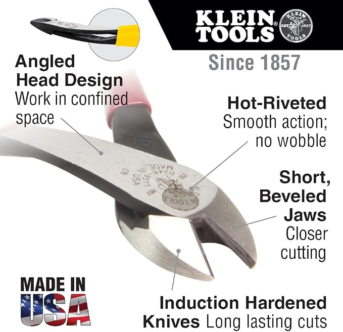 Klein Tools D20009NEGLW Side Cutter Linemans Pliers (9-Inch) and D248-8-GLW Diagonal Cutting Pliers (8-Inch) Bundle