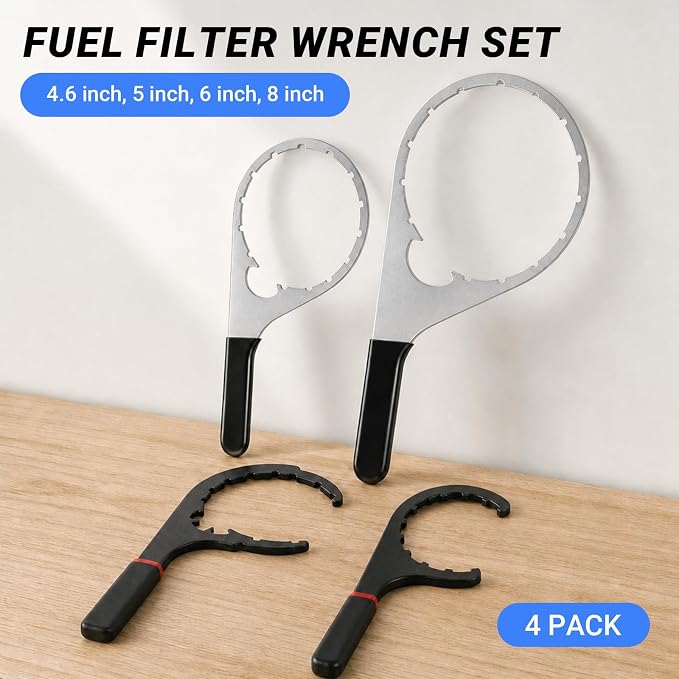 Fuel Filter Wrench Set, 5'' Filter WrenchCompatible with Various Filter Sizes, Includes Water Separator Tools, Ideal as Duramax Fuel Filter Wrench & Davco Filter Wrench for Diesel Mechanic Repairs