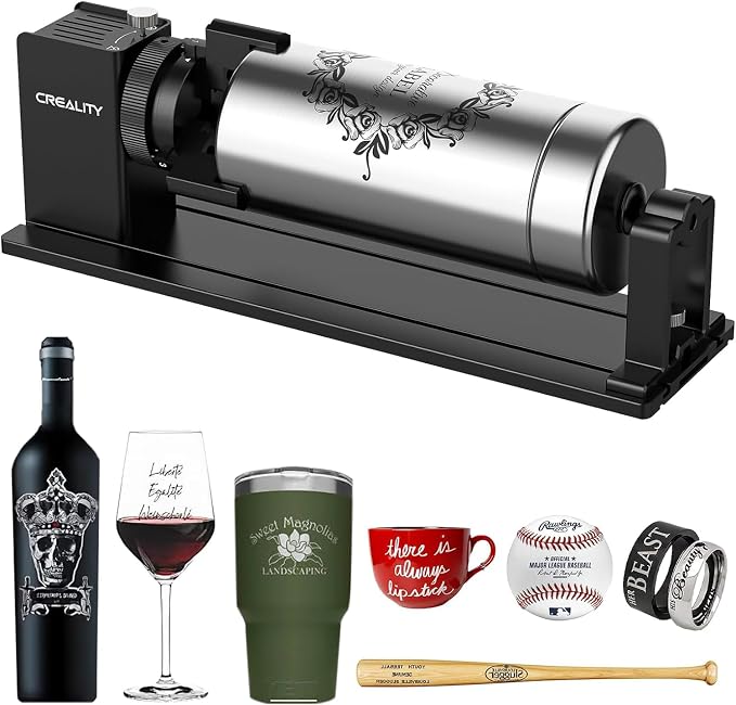 Rotary Roller Pro, 4 in-1 Multi-Functional Laser Rotary Roller Y-axis Jaw Chuck Rotary for Engraving Cylindrical Objects, Tumblers, Wine Glass, Rings, Balls
