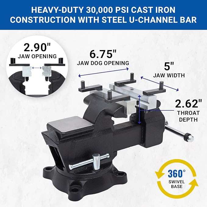 Yost Vises, 5in. Multi-Purpose Vise, Jaw Width 5 in, Jaw Capacity 2.9 in, Model# MV-5