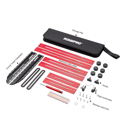 Stair Tread Template Tool, Stair Gauge Set Shelf Layout Measuring Scribe Tool for Stairs, Risers, Partitions, Self and Cutting Drywall - Red