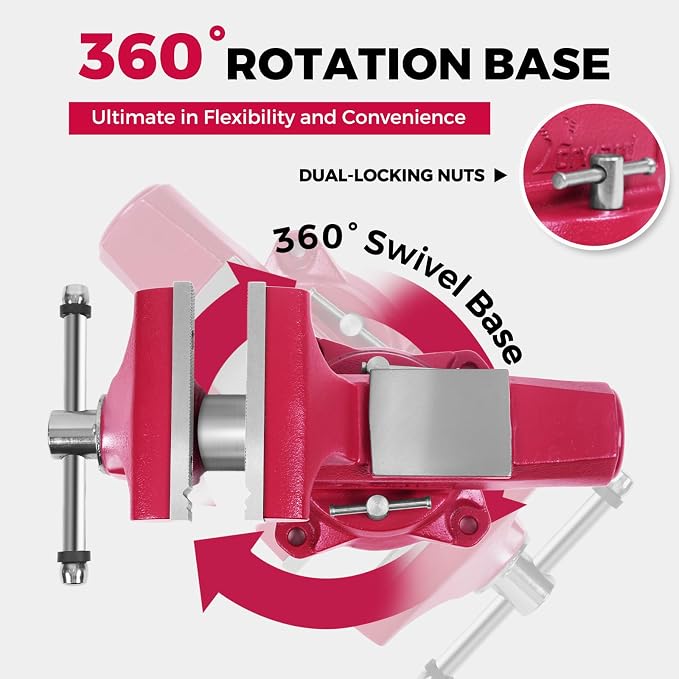 Forward 1760B 6 Inch Bench Vise Heavy Duty with Anvil and 360° Swivel Base