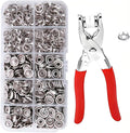 Snap Fasteners Kit - 100 Sets Metal Snaps Buttons with Fastener Pliers Press Tool - 400PCS 9.5mm Five Claw Buckle Tool Set,Heavy Duty Press Tool Kit Perfect for DIY Crafts Clothes and Sewing (Silver)