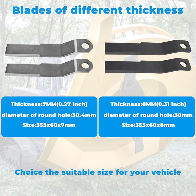 Brush Hog Cutter Cutting Blades Replacement for Skid Steer Brush Cutter Lawn Brush Mower Head Blade Rotary Cutter 2Pcs 8mm Thickness Spring Steel