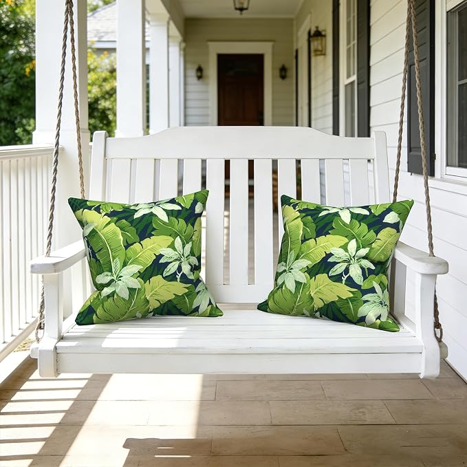 LVTXIII Outdoor Pillows 20x20 Inch, 2 Pack Large Decorative Square Throw Pillows with Inserts for Couch, Bed, Floor Seating, Patio Furniture, Jungle Leaves