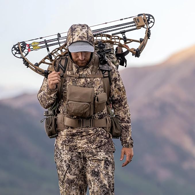 Eberlestock Recon Modular Bino Pack - Advanced Binocular Harness System | Customizable Attachments, Chest Rig with Magnetic Closure to Keep Binos Secure, Dual Side Zipper Pockets