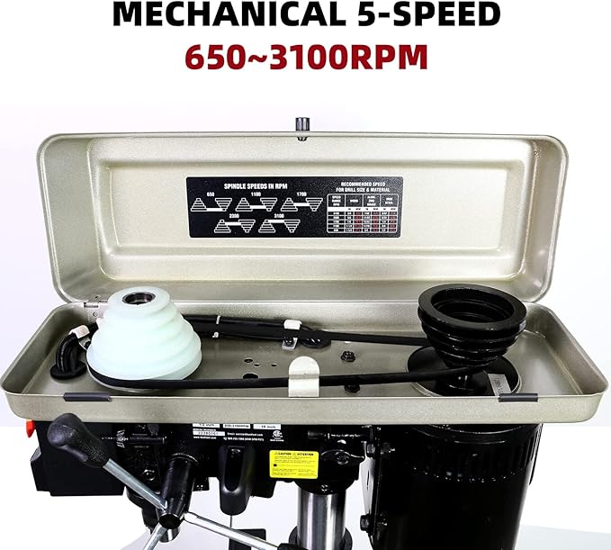 BUCKTOOL 10-Inch Drill Press 6.2 Amp 3/4 HP Bench Drill Press 5-Speed Benchtop Drilling Machine with LED Work Light
