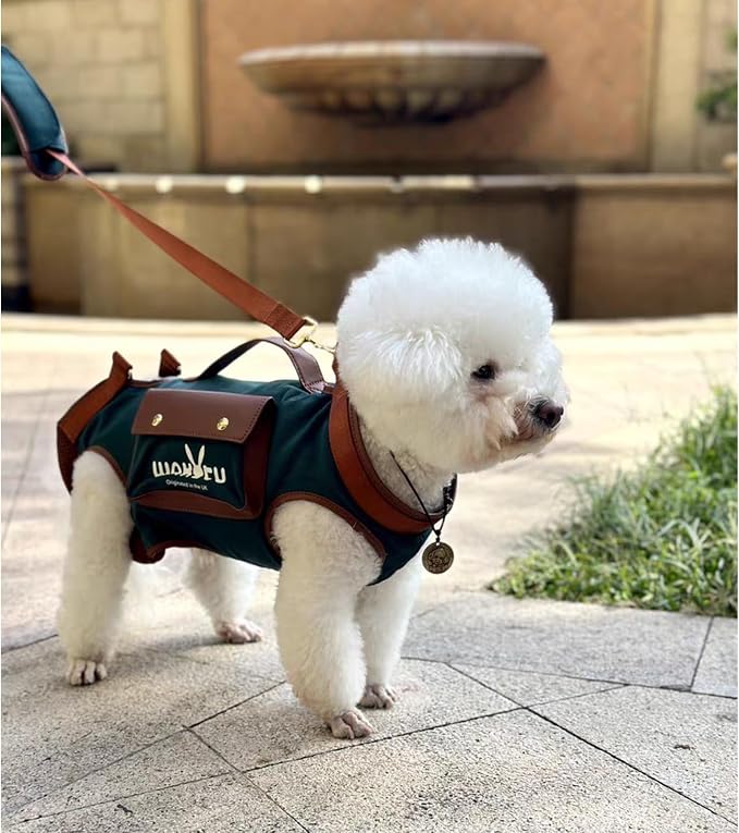 Wakytu Dog Lift Harness Dog Carrier Sling for Small Dogs & Cats,M | stylish puppy sling carrier with handle & pocket,adjustable leash,walking & travel