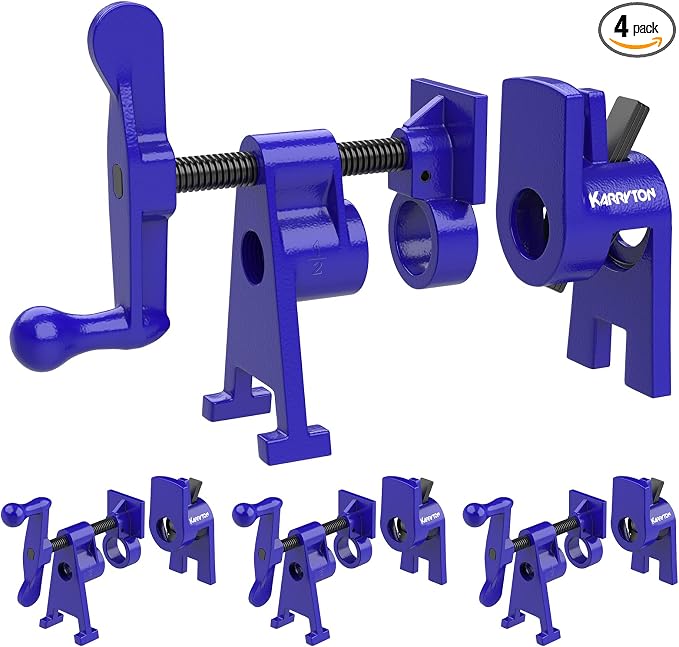 1/2 Inch Heavy Duty Pipe Clamps for Woodworking, H-Style Wood Gluing Clamps, Adjustable Pipe Clamp Tool for Furniture, Cabinet Making & DIY Projects (Set of 4)