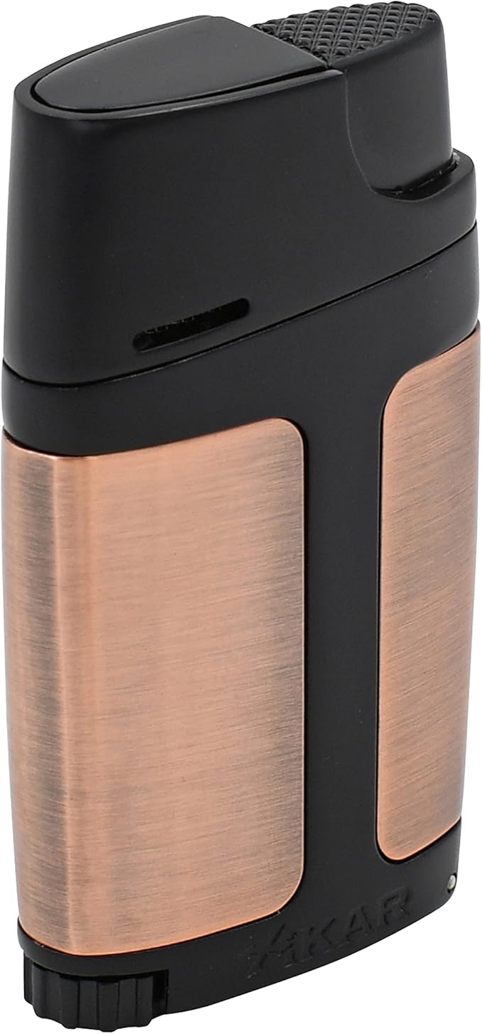 Xikar ELX Double Jet Flame Lighter with 9mm Cigar Punch, Ergonomic Design, Vintage Bronze
