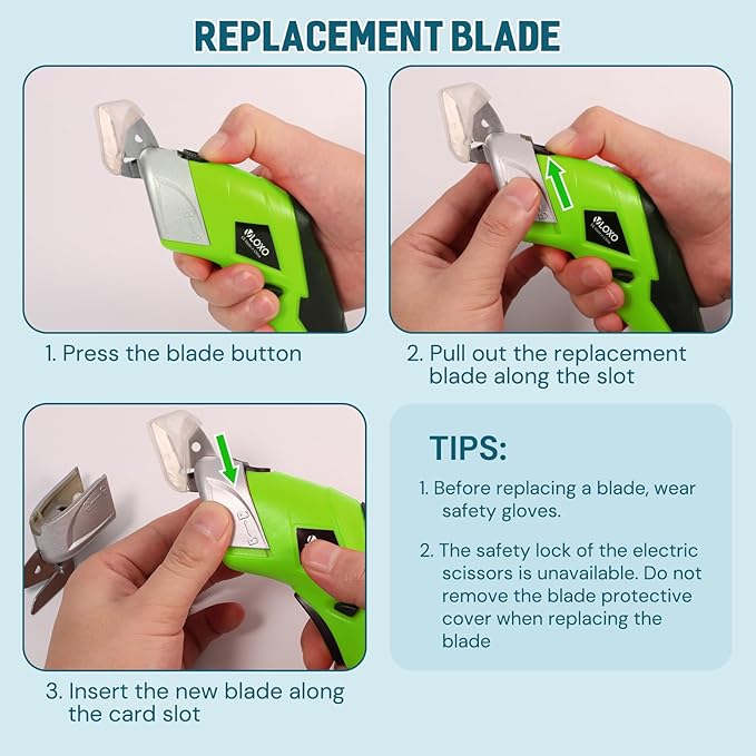Cordless Electric Scissors, VLOXO Cardboard Cutter Electric Fabric Scissors with Blades Rechargeable Powerful Fabric Cutter for Crafts Leather Carboard Carpet Plastic Felt with Case Green CS4001