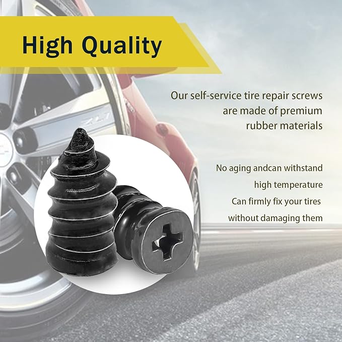 40PCS Tire Repair Rubber Nail, Vacuum Tire Repair Kits Spiral Rubber Nails, Tire Screw Plug Fast Tool Self Service Tire Repair Nail for car, Motorcycle, Truck, Tractor Tire Puncture Repair