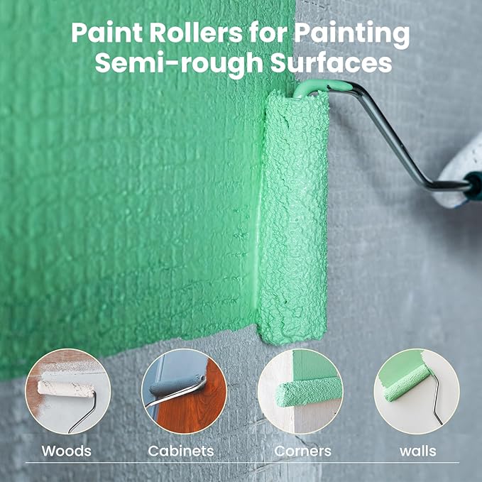 Mister Rui Microfiber Paint Roller 4 Inch, 10 Pack Small Paint Roller Covers, 10 mm Nap, Mini Paint Roller for Use with All Paints and Stains