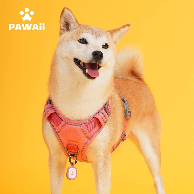 Pawaii No Pull Dog Harness with Pet ID Tag, Reflective Vest | Built for safer walks with a QR Pet ID Tag, front no pull clip, reflective trim, control handle and breathable mesh lining
