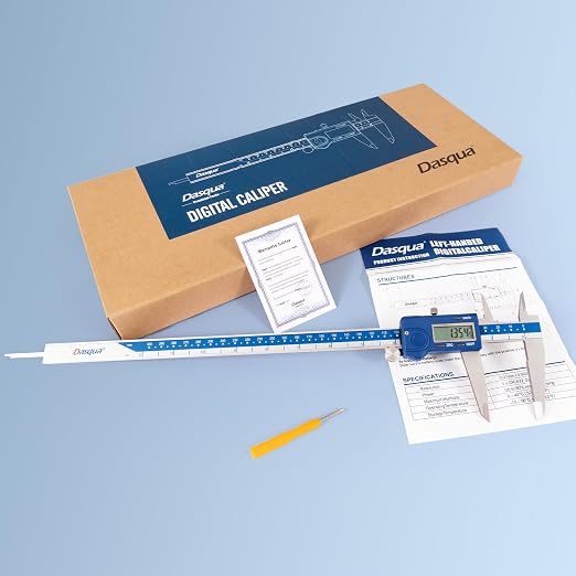 Dasqua Left-Handed Digital Caliper 0-12"/0-300mm Stainless Steel with Large LCD Screen, Dual Reading in/mm, Accuracy ±0.0016"/0.04mm, Resolution 0.0005"/0.01mm, High Precision Caliper Measuring Tool