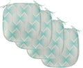 Lunarable Aquamarine Chair Seating Cushion Set of 4, Retro Nostalgic Pattern with Geometry Inspired Motif and Dotted Lines, Anti-Slip Seat Padding for Kitchen & Patio, 16"x16", Turquoise Eggshell