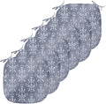Lunarable Damask Chair Seating Cushion Set of 6, Medieval Repetitive Pattern with Flourish Ornaments, Anti-Slip Seat Padding for Kitchen & Patio, 16"x16", Purpleblue Ceil Blue