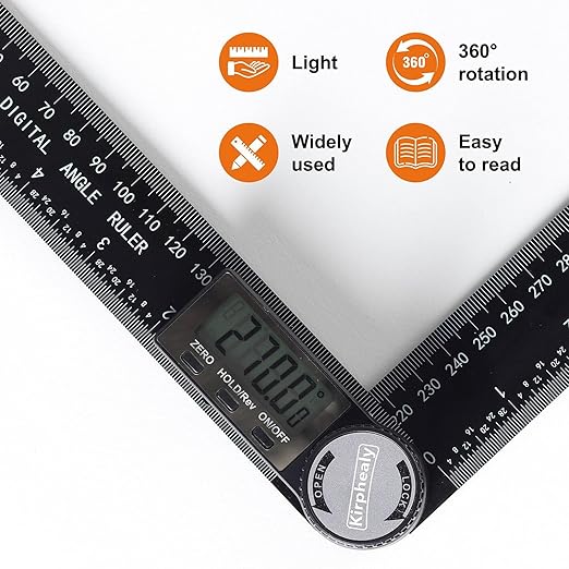 Digital Angle Finder Protractor, 7inch 200mm Angle Gauge Professional Measuring Tool, Third Generation Adjustable Angle Ruler, Quick Display for Carpentry Construction and Home Improvement