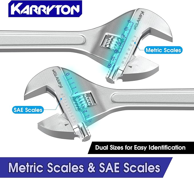 24" Inch Adjustable Wrench with 2-1/2"(63mm) Max Jaw Opening (Scales Metric and SAE), Drop Forged Alloy Steel Adjustable Spanner for Various Fasteners, Chrome Plated Handle Polished