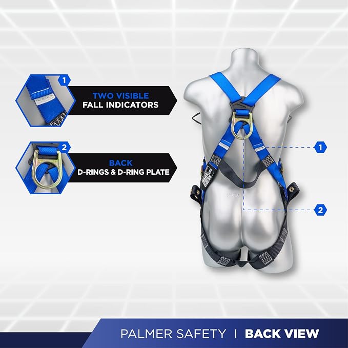 Construction Harness 5 Point Adjustment, Back D-Ring, Grommet Legs, Multiple Styles I OSHA ANSI Compliant