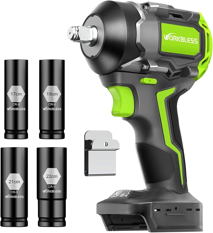 Cordless Impact Wrench 1/2" for Ma-kita 18V Battery(Tool Only) | 630Ft-lbs (850Nm) High Torque Impact Driver,Electric Brushless Impact Gun W/ 3-Speed,4 Cr-V Sockets,LED Light for Car,Truck