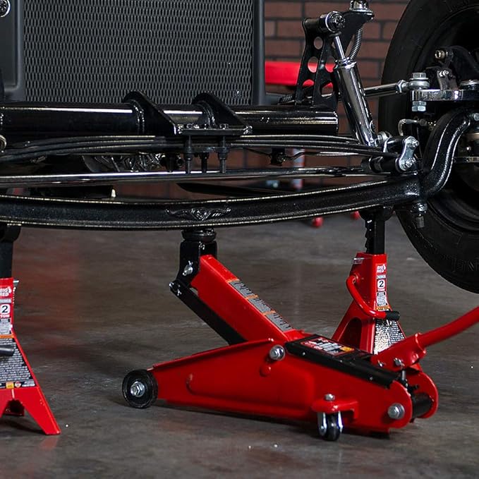 BIG RED T825013S1 Torin Hydraulic Trolley Floor Service/Floor with Blow Mold Carrying Storage Case, 2.5 Ton (5,000 lb) Capacity, Red