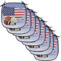 Lunarable Americana Chair Cushion Pads Set of 8, American Map and Sport Balls Basketball Football Competition Matches, Anti-Slip Seat Padding for Kitchen & Patio, 16"x16", Purple Grey Multicolor