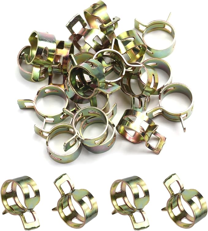 Fielect 0.49"/12.5mm ID Spring Band Type Action Hose Pipe Clamp Low Pressure Air Clip Clamp Fasteners Assortment Kit for Plumbing,Automotive and Mechanical,Yellow-zn Coated 1000pcs