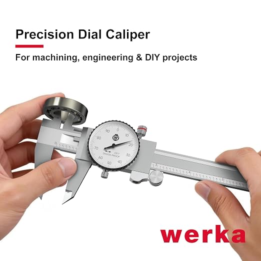 werka Dial Caliper 12 Inch, Shockproof Dial Caliper Measuring Tool with 0.001" Precision Micrometer Caliper with Custom Case, 4-Way Measurement, Stainless Steel