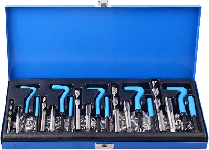 DAYUAN 23pcs Aluminum Alloy Cup Type Oil Filter Cap Wrench Socket Removal Tool Set Bundle with 131PC SAE Thread Repair Kit