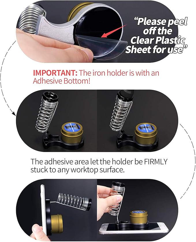 YIHUA 947-III 60W Soldering Iron Kit Adjustable Temperature with Sticky Holder, Tip Cleaner, Cleaning Sponge Power Switch, Operation Indicator, Portable Soldering Kit