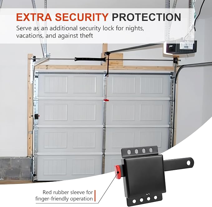 Heavy Duty Max Garage Door Side Lock Inside Deadlock for Most Garage Door Iron Galvanizing -1 Pack, Black