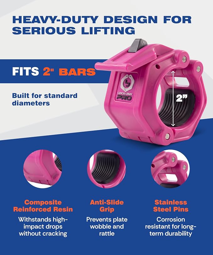 Lock-Jaw PRO 2 Barbell Collars/Clamps, 2"/50mm Olympic Bars