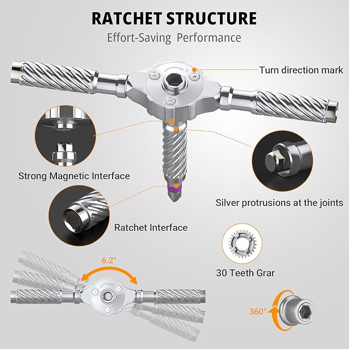 ViviDreamore 100 in1 Magnetic Ratcheting Screwdriver Set, 94 S2 Steel Bits, Storage Case for Computer, Drone, Furniture, Bicycle & DIY, Black
