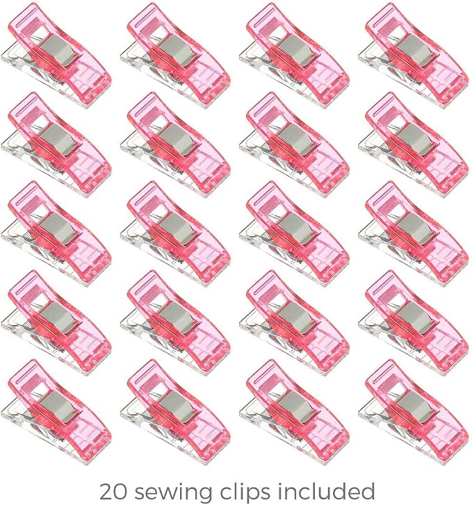 Rotary Cutter Set - Quilting Kit incl. 45mm Fabric Cutter, 5 Replacement Blades, A4 Cutting Mat, Acrylic Ruler and Craft Clips - Ideal for Crafting, Sewing, Patchworking, Crochet & Knitting (Pink, A4)