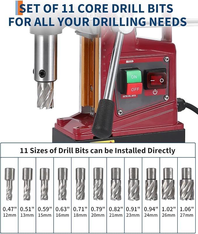 PrecisionAuto Magnetic Drill Press – 1450W Motor, 820RPM, 1.57" Boring Diameter, 13000N Magnetic Force, Twist Drill Adapter, Portable Electric Drill for Steel Beam & Metal, Industrial & Construction