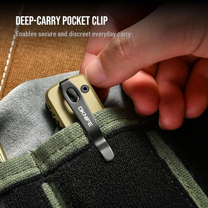 OKNIFE U1 Ultra Pocket Folding Utility Knife with Ceramic Blade, Lightweight O-Aluminum Handle Box Cutter with Clip, Button Lock Pocket Knife for Men Women (Olive Green)