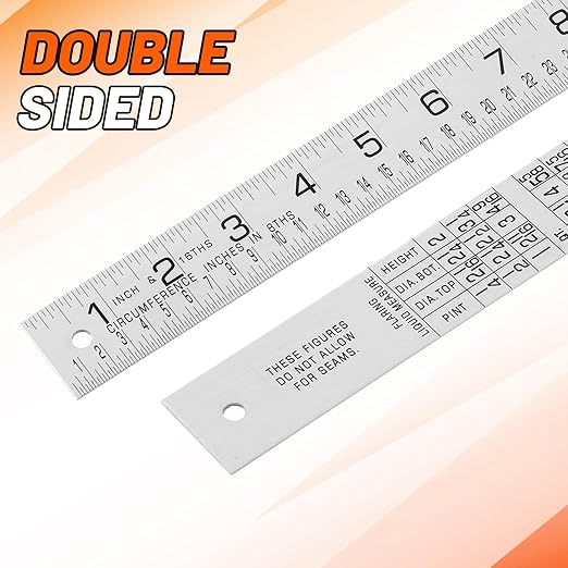 Tellegloww 2 Pcs Steel Ruler 1-1/4 in x 3 ft Machinist Rule Measuring Tool for Machinist Tinner Circumference Measurement Metalworking Industrial Drawing Engineering