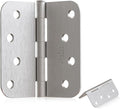 4" X 4" Nickel Door Hinges – 12 Pack Brushed Nickel Door Hinges with 5/8" Radius, Rounded Interior Heavy Duty 4 Inch Exterior & Front Door Hinge for Residential Use