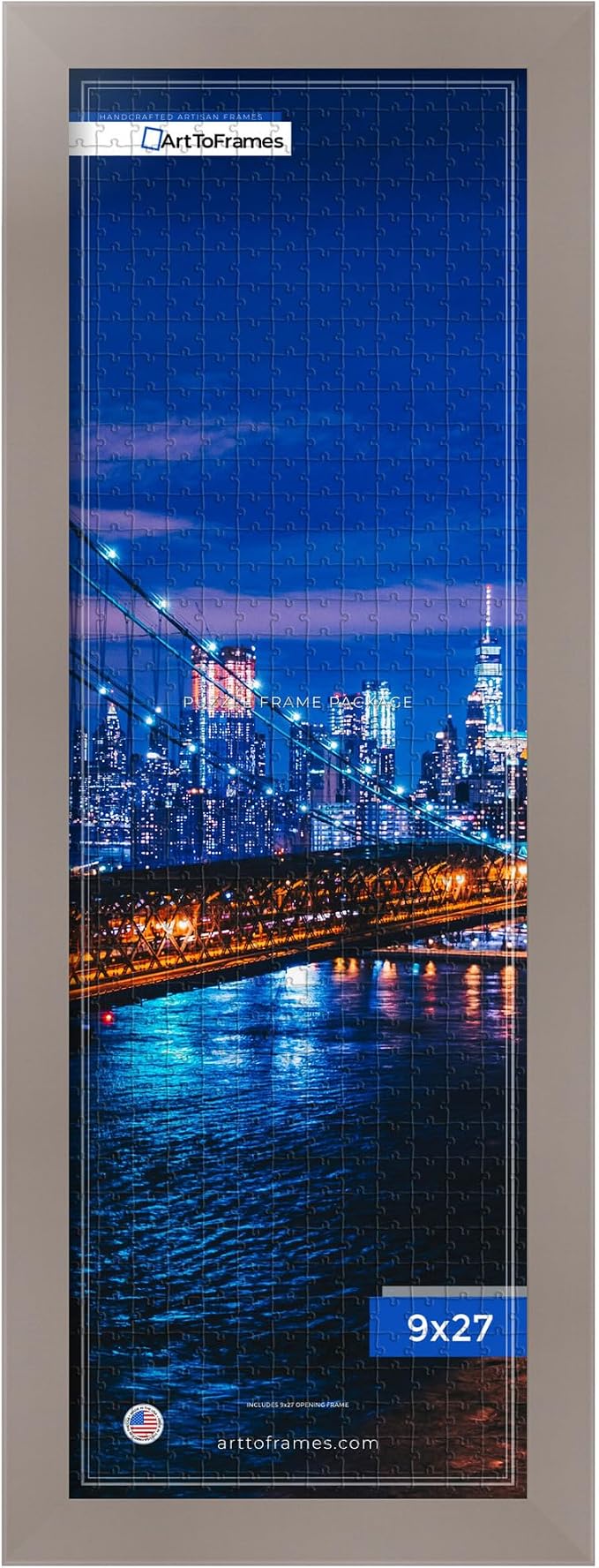 ArtToFrames Puzzle Frame for Buffalo Games 500 Piece Jigsaw Puzzles, 9x27 Inch (23x69 cm), Latte Engineered Wood with Economy Acrylic, Ready to Hang Puzzle Display