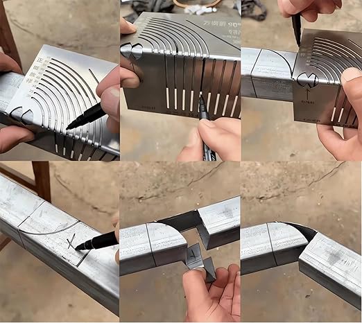 Precisionflex Angle & Arc Marking Tool - Square Steel Pipe Bend Marking & Cutting Guide (Large)