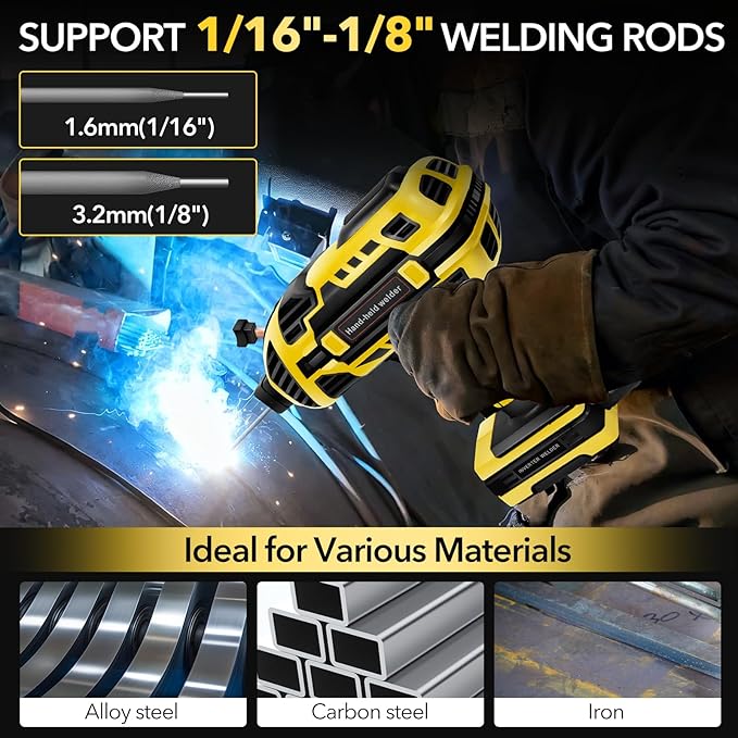 Portable Welding Machine, 110V Handheld Welder with 30PCS Rods & Auto Darkening Goggles, Electric ARC Welder Gun with IGBT Inverter 5 Variable Current Adjustment Fits for 3/32" Welding Rods