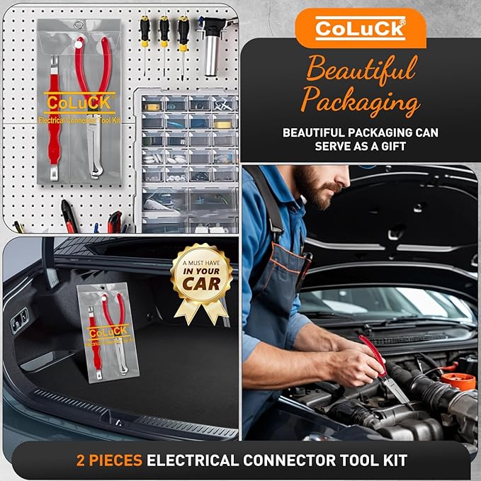 Electrical Disconnect Pliers 37960, Electrical Connector Separator 13120, 8in Automotive Tools Electrical Connector Pliers, Automotive Tools for Push Tab Style Plugs (2-Piece Set)