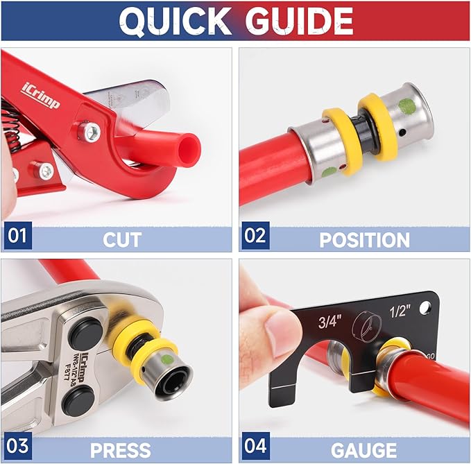 iCrimp PEX-B Stainless Steel Sleeve Tool, 1/2", Compatible with Viega Pureflow Sleeves