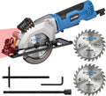 Mini Circular Saw Corded, 4A 3500RPM Compact Saw with Laser Guide, Rip Guide, Vacuum Adapter, Electric Circular Saw with 4-1/2" 24T TCT Blades for Wood, PVC, Plasterboard, Drywall
