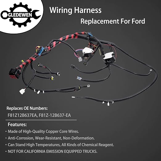Engine Wiring Harness 7.3 L, Fit for 2000-2001 Ford F250 F350 Super Duty | Fit for 00-01 Ford Excursion / F450 F550 Super Duty, Powerstroke Diesel Engine, F81Z-12B637-EA, Stand Alone Wire Harness